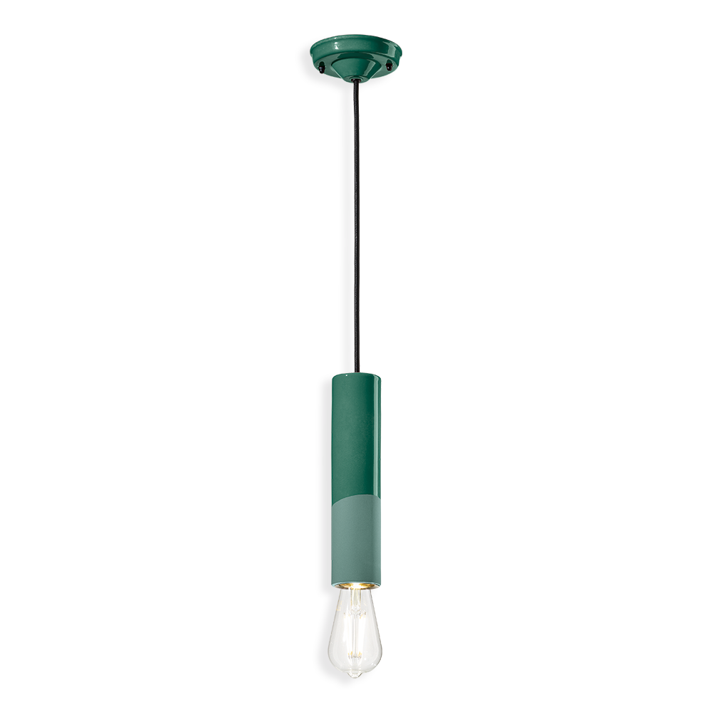 PI Pendant Lamp C2500 Green by Ferroluce with handcrafted ceramic design, Italian pendant lighting for modern interiors.