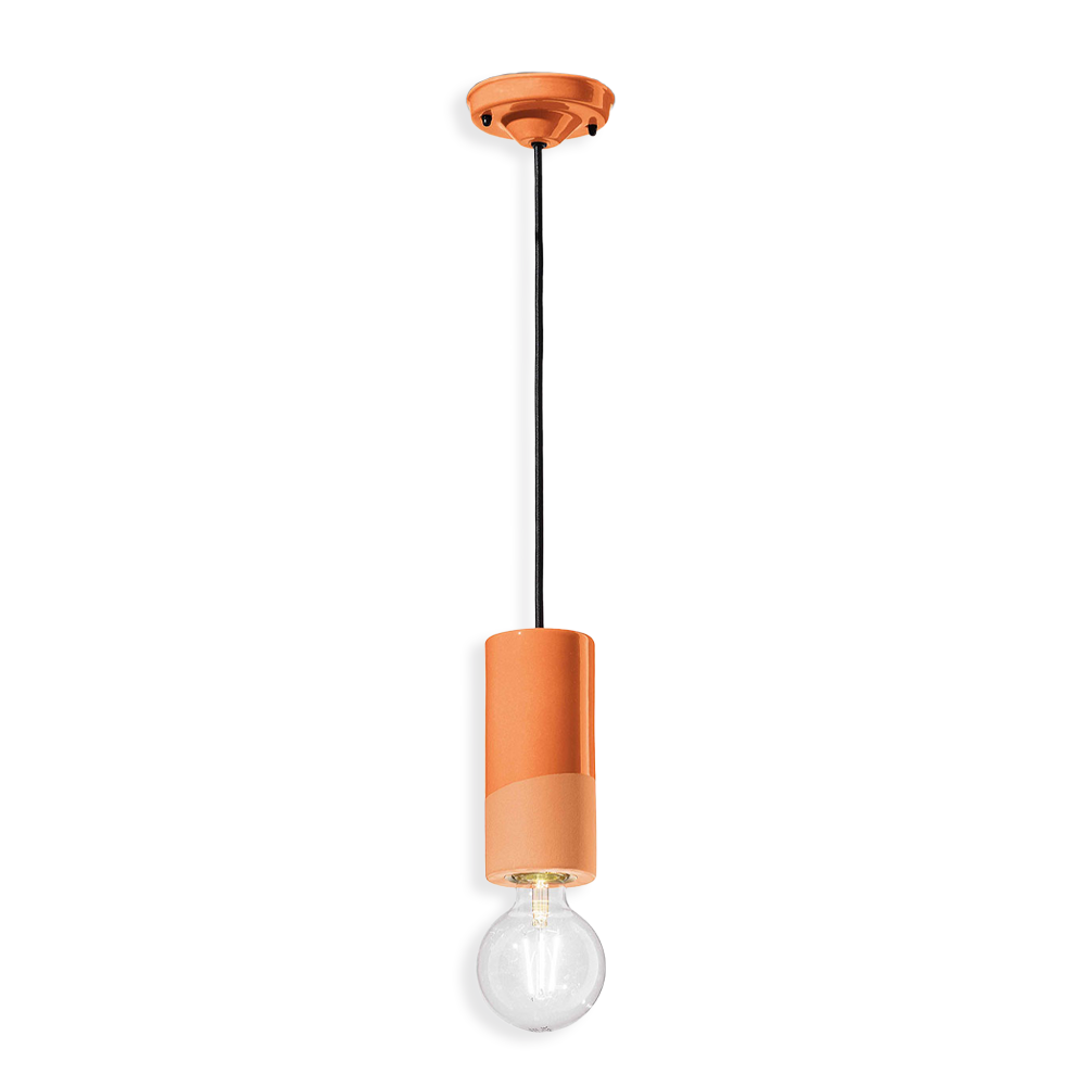 PI Pendant Lamp C2501 Orange by Ferroluce with handcrafted ceramic design, Italian pendant lighting for modern interiors.