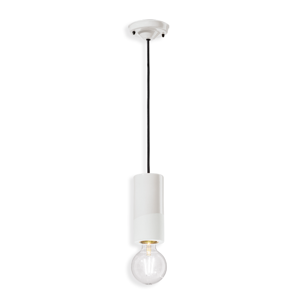 PI Pendant Lamp C2501 White by Ferroluce with handcrafted ceramic design, Italian pendant lighting for modern interiors.