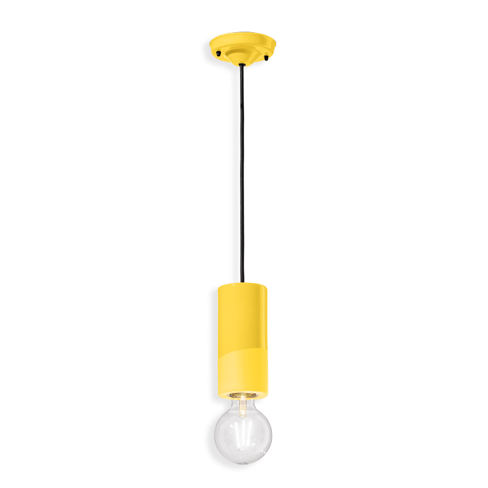 PI Pendant Lamp C2501 Yellow by Ferroluce with handcrafted ceramic design, Italian pendant lighting for modern interiors.