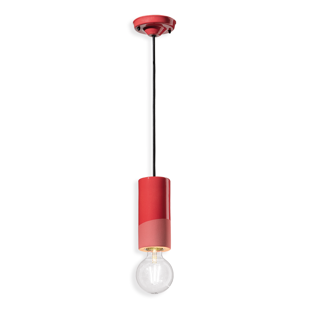 PI Pendant Lamp C2501 Red by Ferroluce with handcrafted ceramic design, Italian pendant lighting for modern interiors.