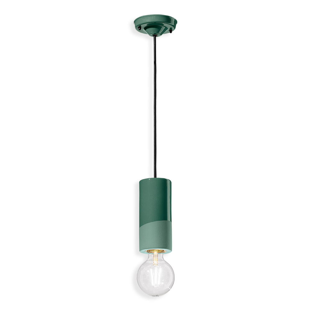 PI Pendant Lamp C2501 Green by Ferroluce with handcrafted ceramic design, Italian pendant lighting for modern interiors.
