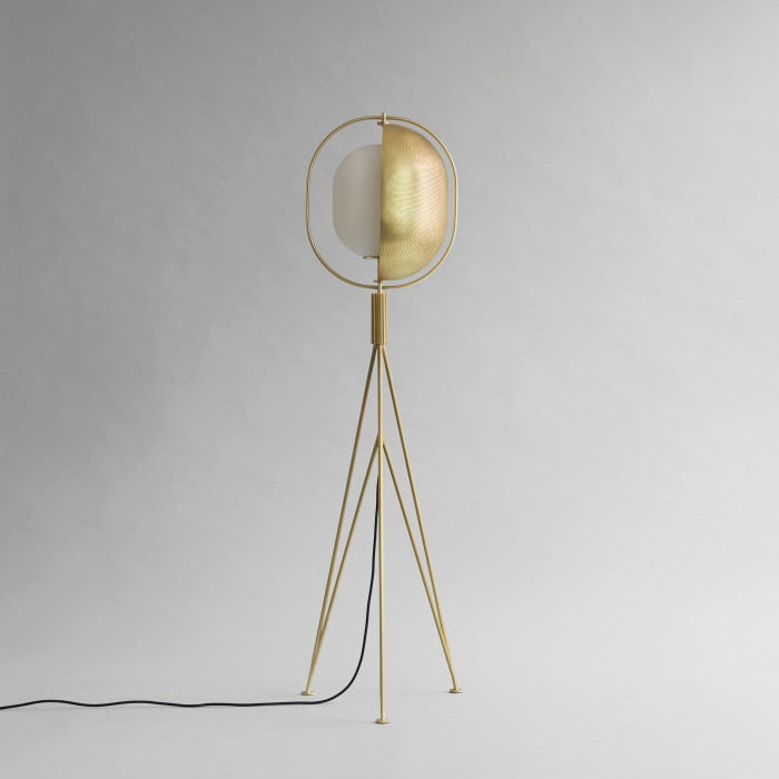 Pearl Floor Lamp by 101 Copenhagen with opal glass globes and a slender brass frame standing in a contemporary interior.