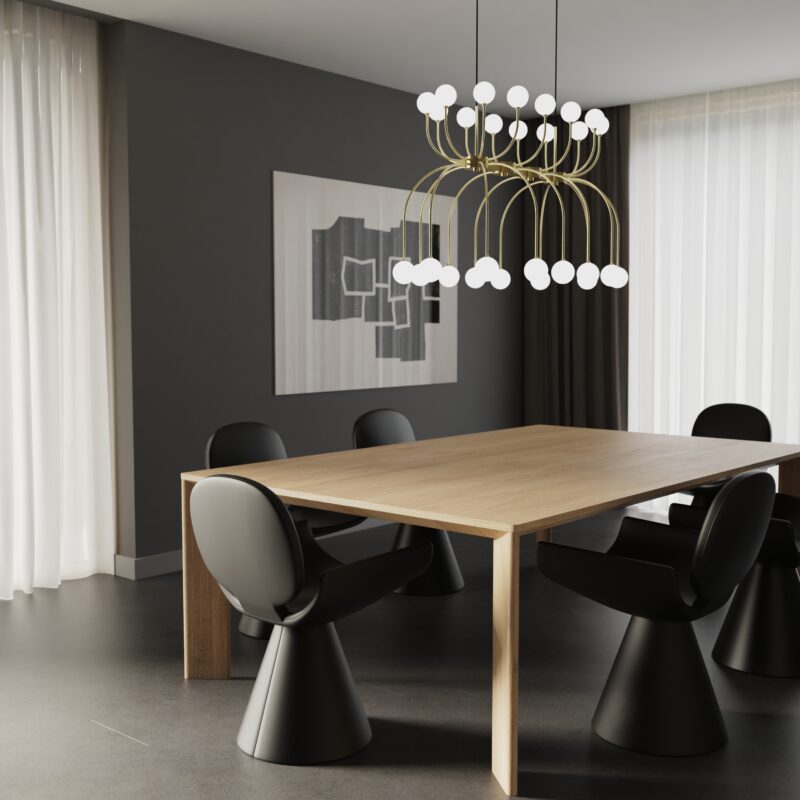 Penélope H28 chandelier by Ilfari, large modern European designer chandelier with sculptural luxury lighting for premium interiors