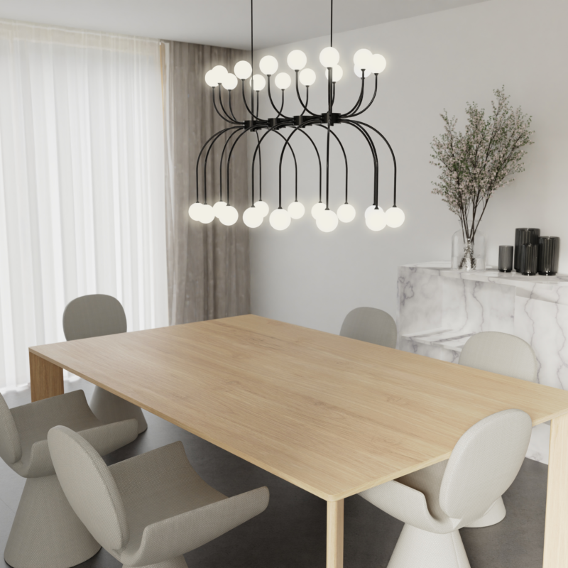 Penélope H28 chandelier by Ilfari, large modern European designer chandelier with sculptural luxury lighting for premium interiors