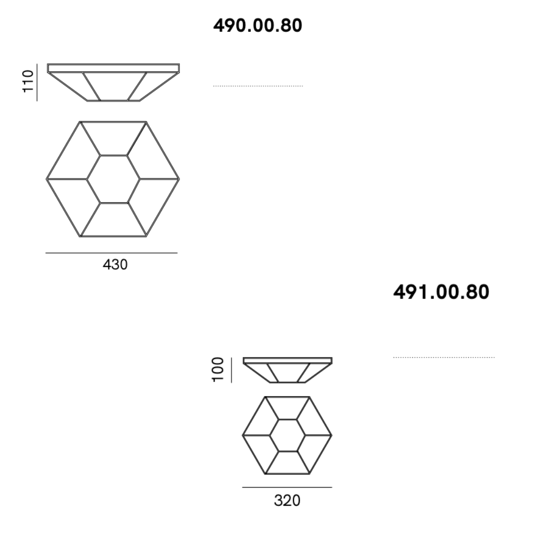 Rilegato 490.00.80 / 491.00.80 Ceiling Lamps by IL Fanale