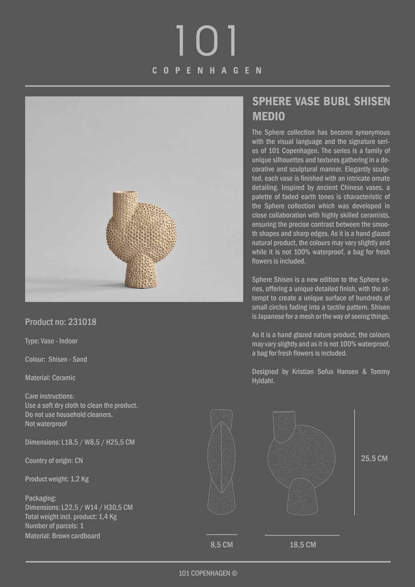 Sphere Vase Bubl Shisen, Medio - Sand by 101 Copenhagen