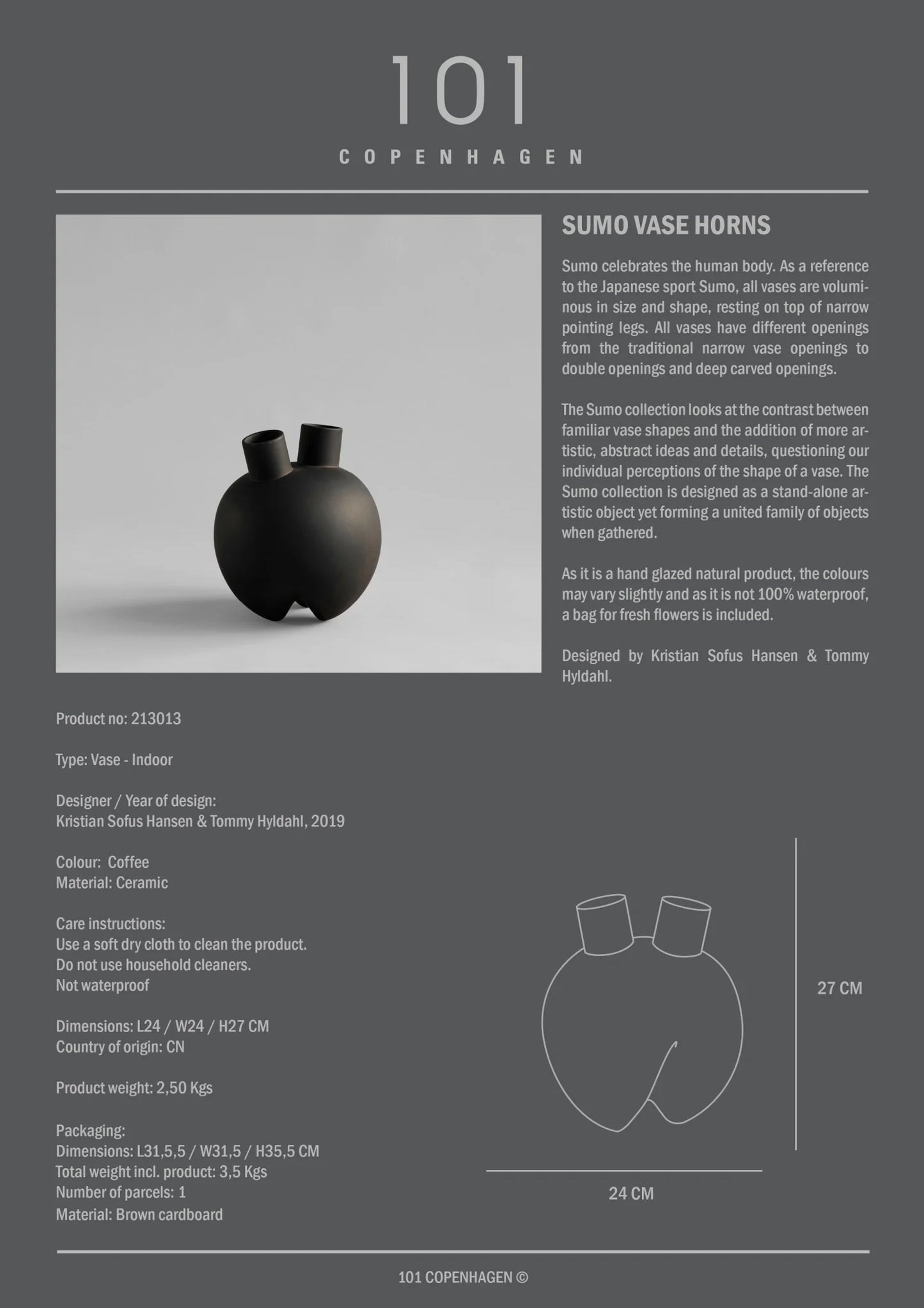 Sumo Vase, Horns - Coffee by 101 Copenhagen