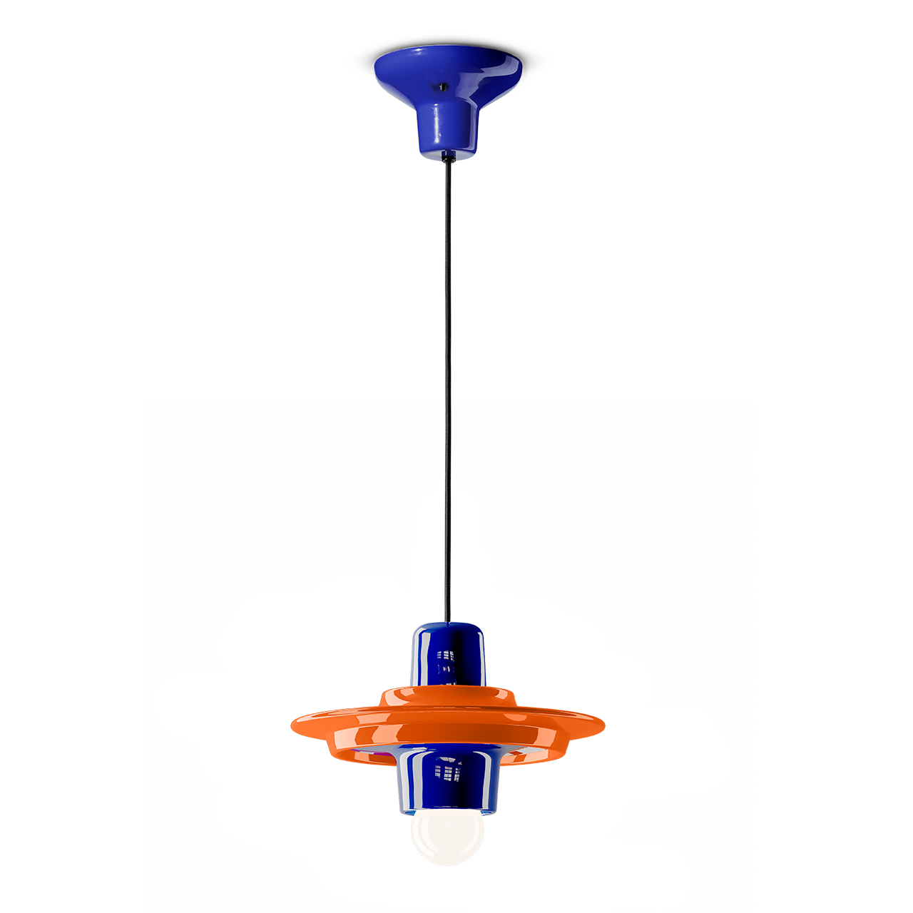Voila C2776 Orange Pendant Lamp by Ferroluce with handcrafted ceramic design, Italian pendant lighting for modern interiors.