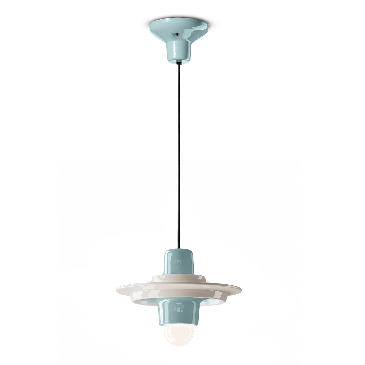 Voila C2776 Blue Pendant Lamp by Ferroluce with handcrafted ceramic design, Italian pendant lighting for modern interiors.