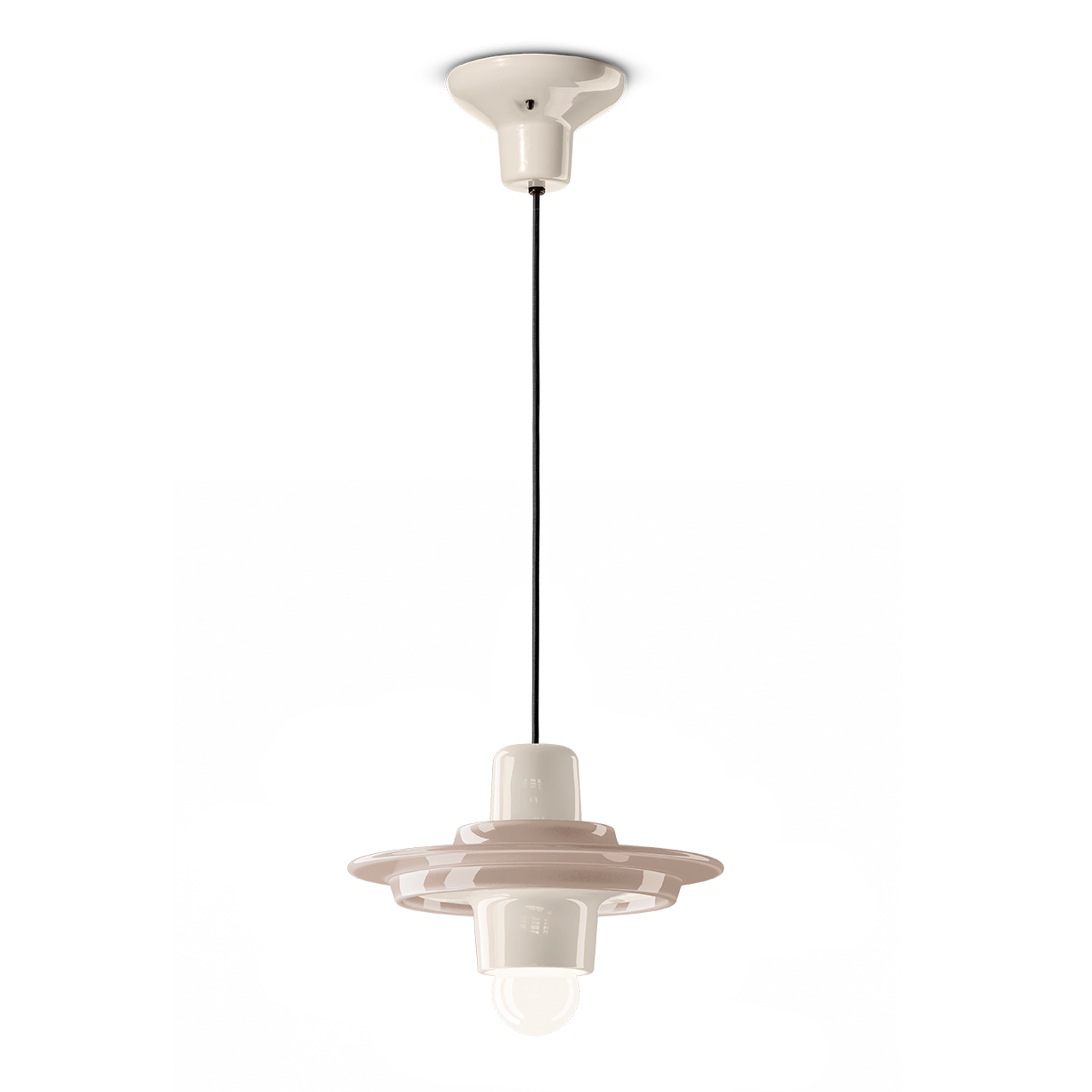 Voila C2776 Beige Pendant Lamp by Ferroluce with handcrafted ceramic design, Italian pendant lighting for modern interiors.