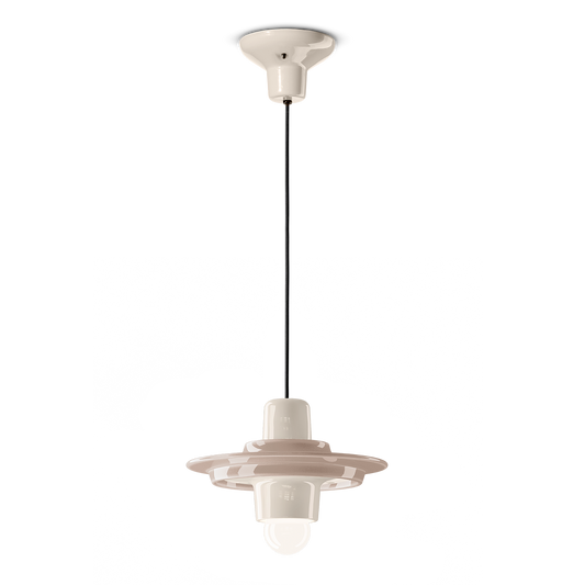 Voila C2776 Beige Pendant Lamp by Ferroluce with handcrafted ceramic design, Italian pendant lighting for modern interiors.