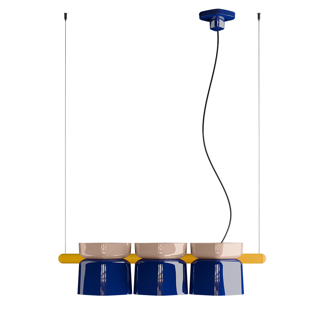 Ferroluce Yakitori pendant light with handcrafted ceramic shade, Italian-made design for kitchens and dining areas.