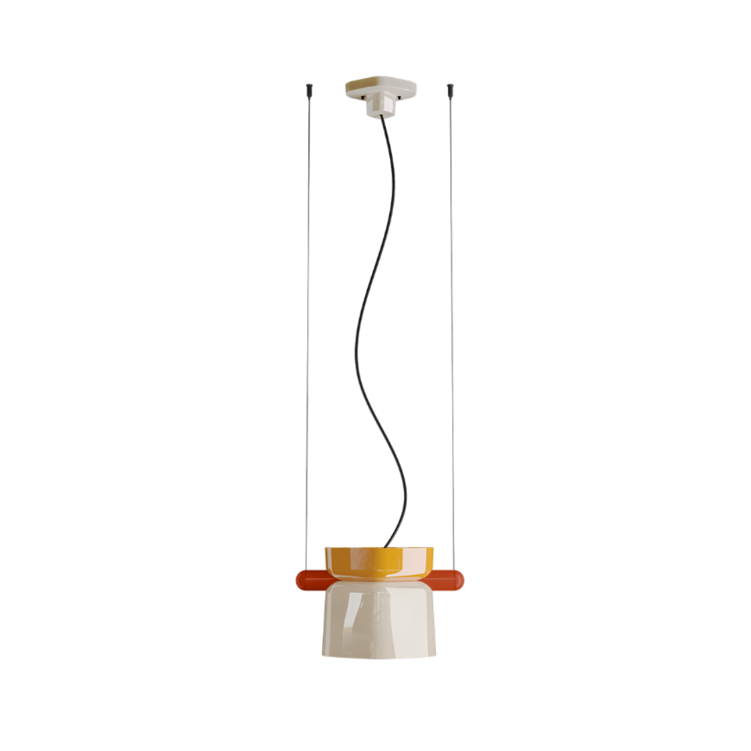Ferroluce Yakitori pendant light with handcrafted ceramic shade, Italian-made design for kitchens and dining areas.
