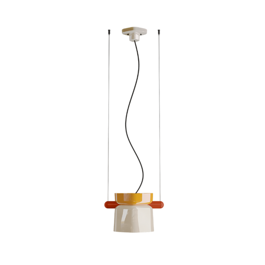 Ferroluce Yakitori pendant light with handcrafted ceramic shade, Italian-made design for kitchens and dining areas.