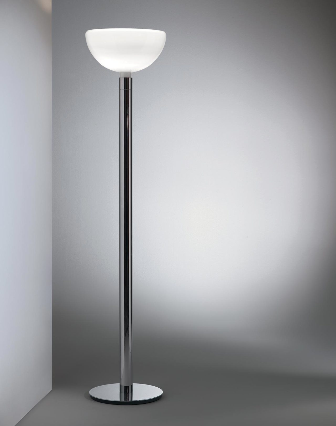 Chrome Finish Floor lamp with glass shade modern 