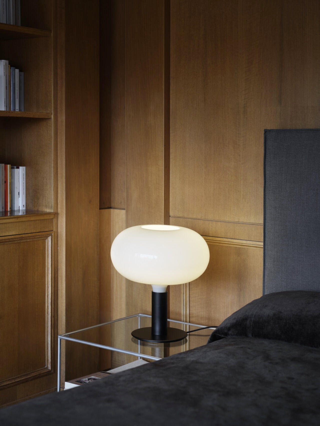 Chrome / White glass Table lamp by Nemo 