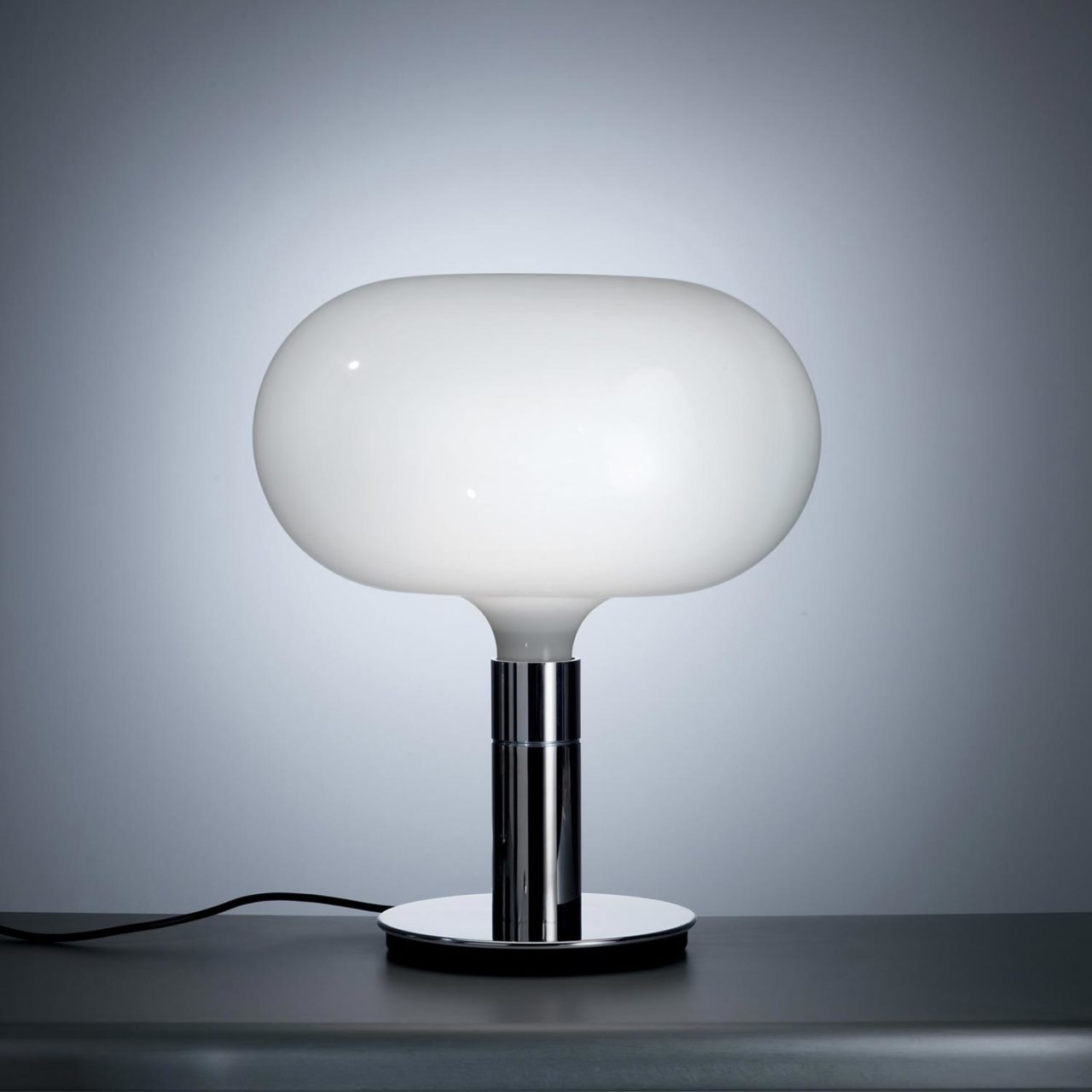 Chrome / White glass Table lamp by Nemo 