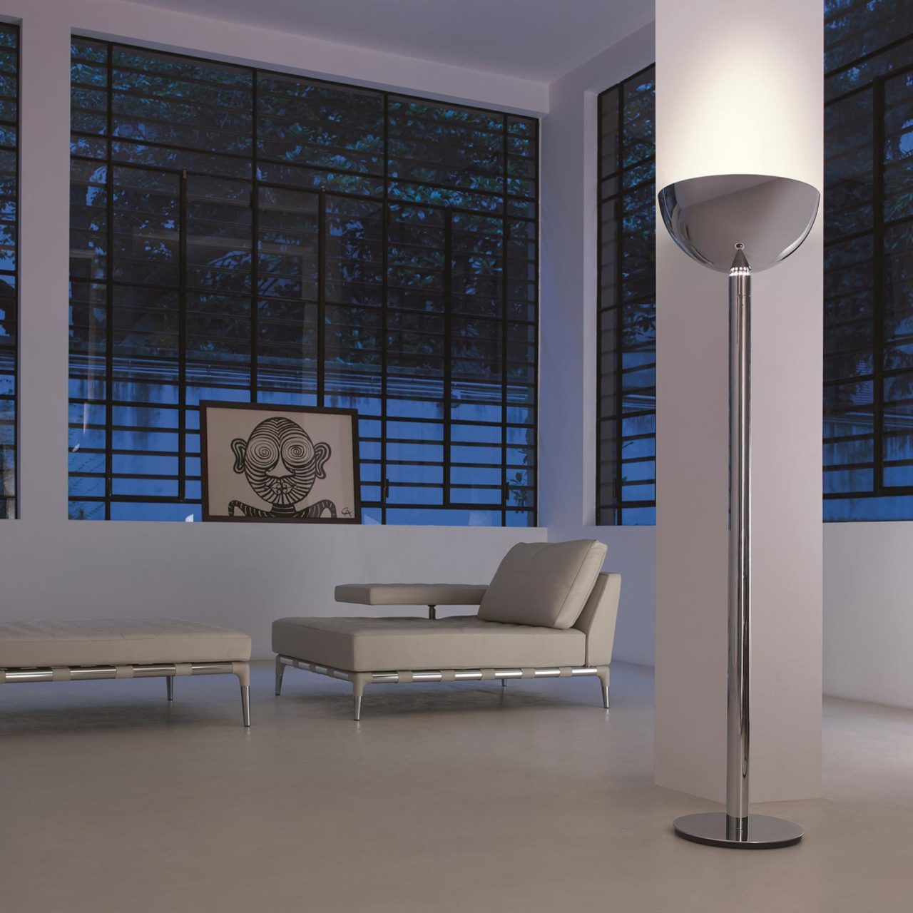 Chrome Floor lamp for indirect light by  Nemo