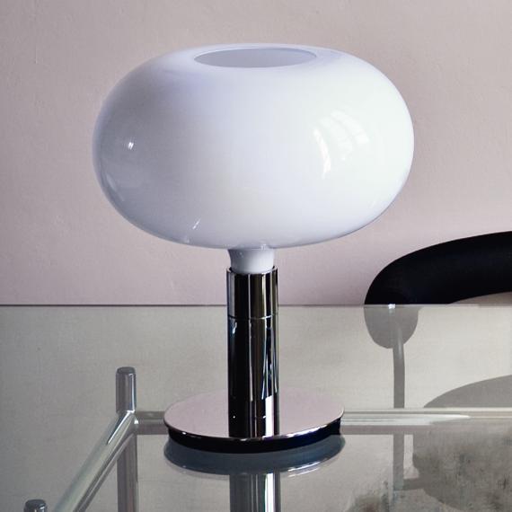 Chrome / White glass Table lamp by Nemo 