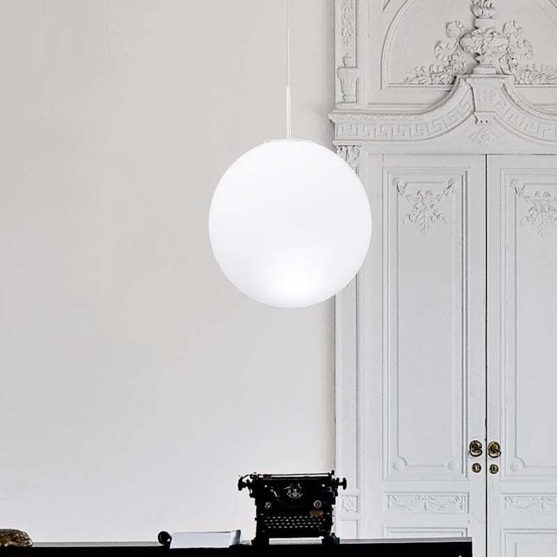 White glass spherical hanging light 