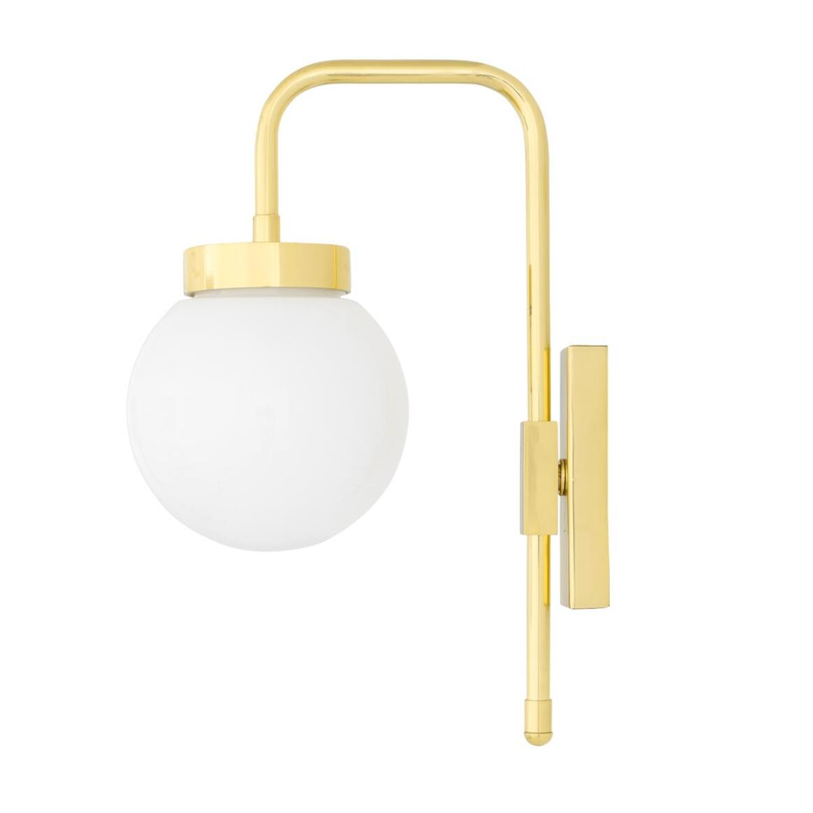 Auburn Globe Wall Lamp by Mullan Lighting with a brass fixture and spherical glass shade, ideal for hallways, bedrooms, or living spaces