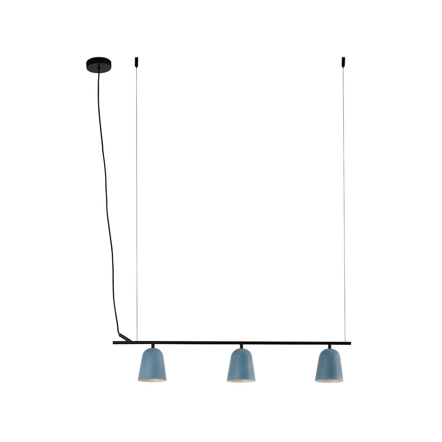 Blue hanging light, buy lights, shop lights, show lights, long lights over table, long lights over desk, kitchen counter lighting, dining table lights, modern chandeliers online