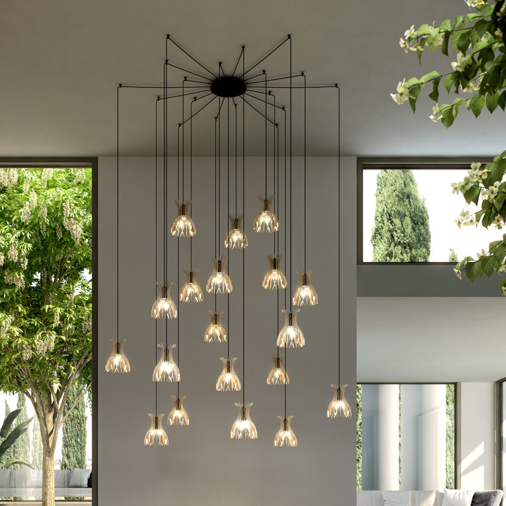 Wooden cluster pendants. wood hanging lights. neutral pendants