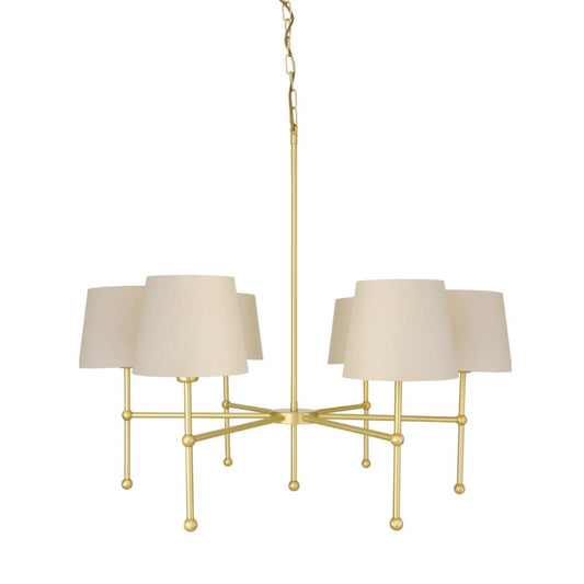 California Chandelier by Mullan Lighting featuring a bold contemporary design with elegant brass details and multiple lights for modern luxury interiors