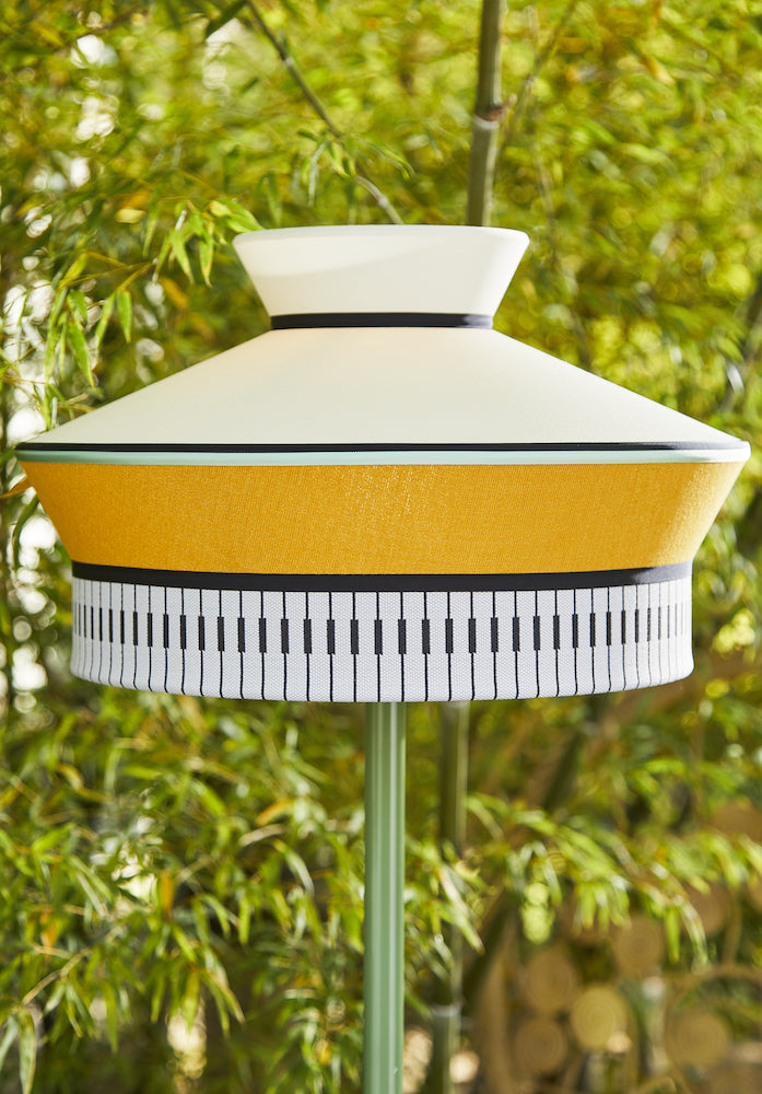 Calypso outdoor floor lamp by Contardi, luxury designer outdoor lighting with decorative shade, elegant ambient light for patios and terraces