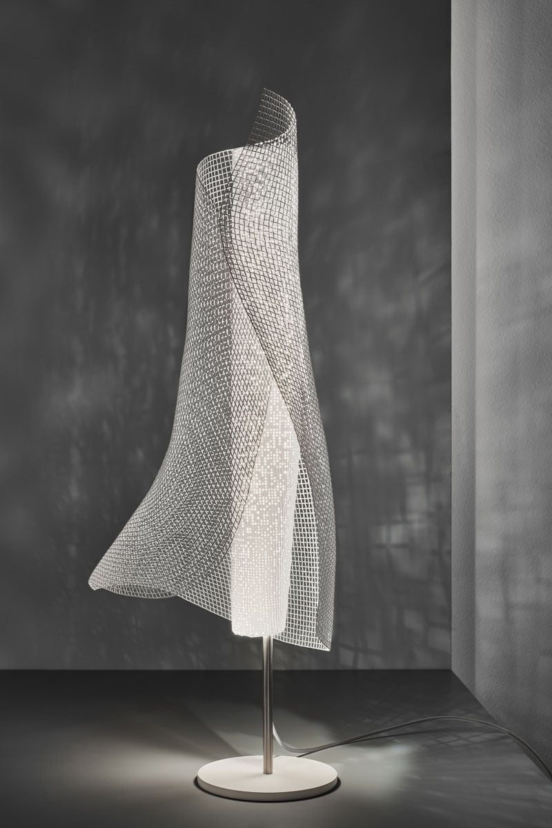 Sculptural Clara Table Lamp featuring organic curves and soft diffused lighting, crafted by A Emotional Light for stylish interiors.