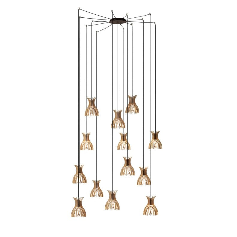Cluster wooden hanging lights 