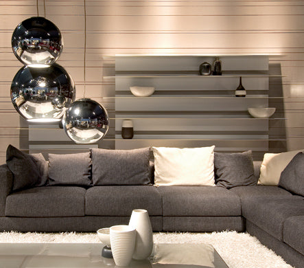 silver Pendant Sphere lights & lamps, Metallic glossy copper Ball lights, Glass globe lights glossy reflective