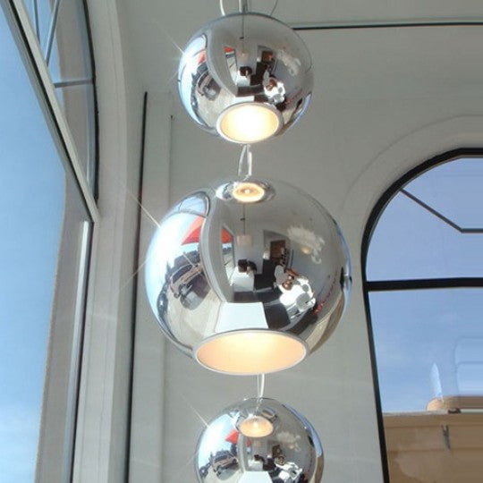 silver Pendant Sphere lights & lamps, Metallic glossy copper Ball lights, Glass globe lights glossy reflective