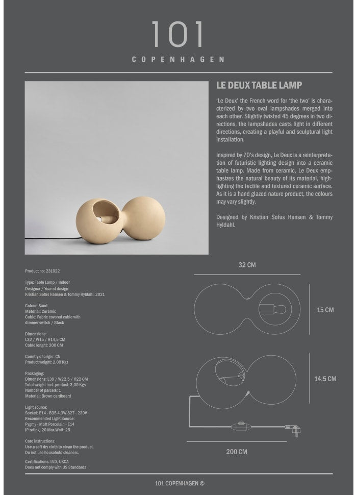Le Deux Table Lamp by 101 Copenhagen