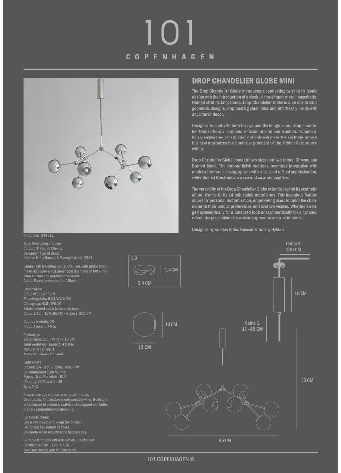 Drop Chandelier Globe Mini by 101 Copenhagen