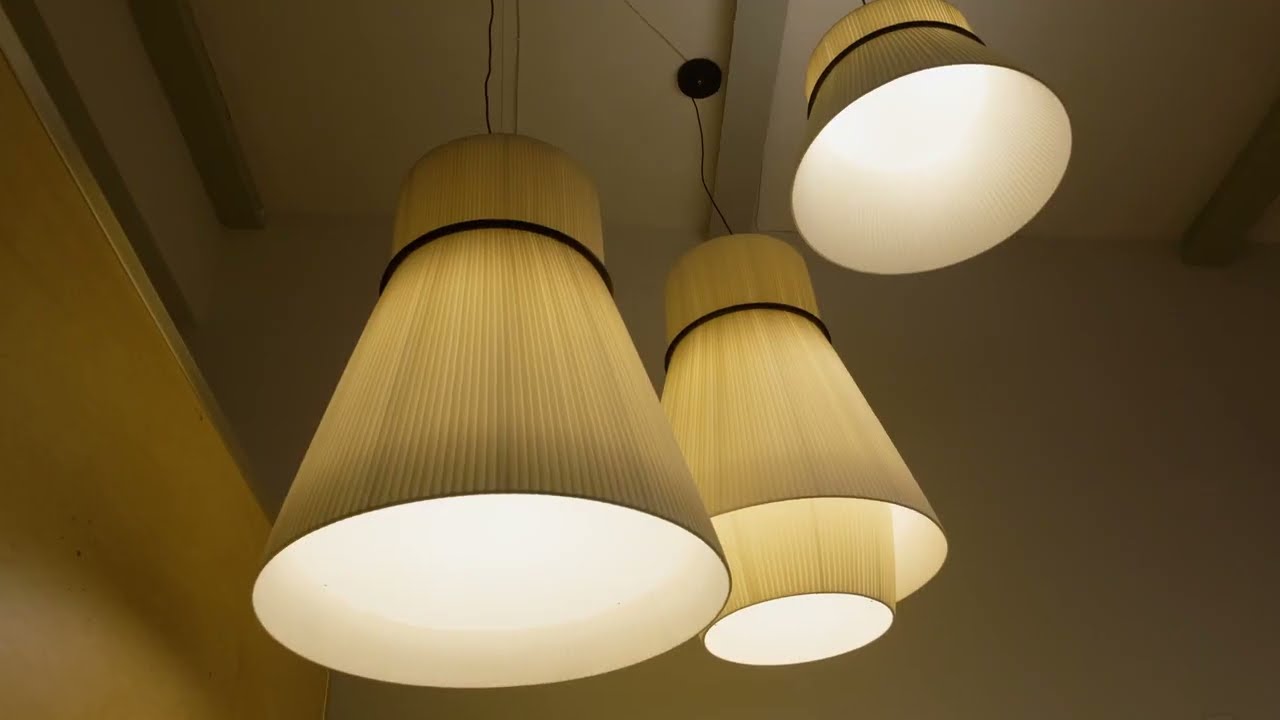 White fabric ceiling lamps