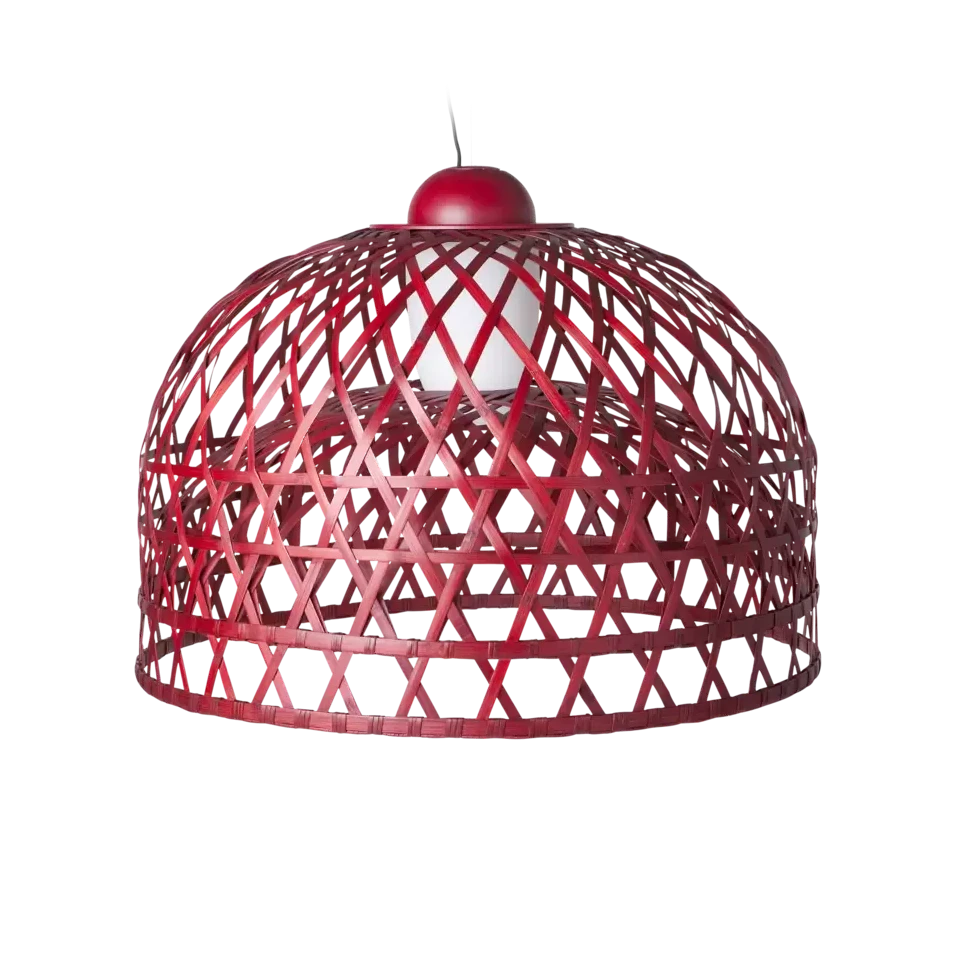 Red Bamboo cage lights, Pendant light fixtures, Hanging lights for living rooms, Contemporary pendant lights, Corner hanging lights for living room