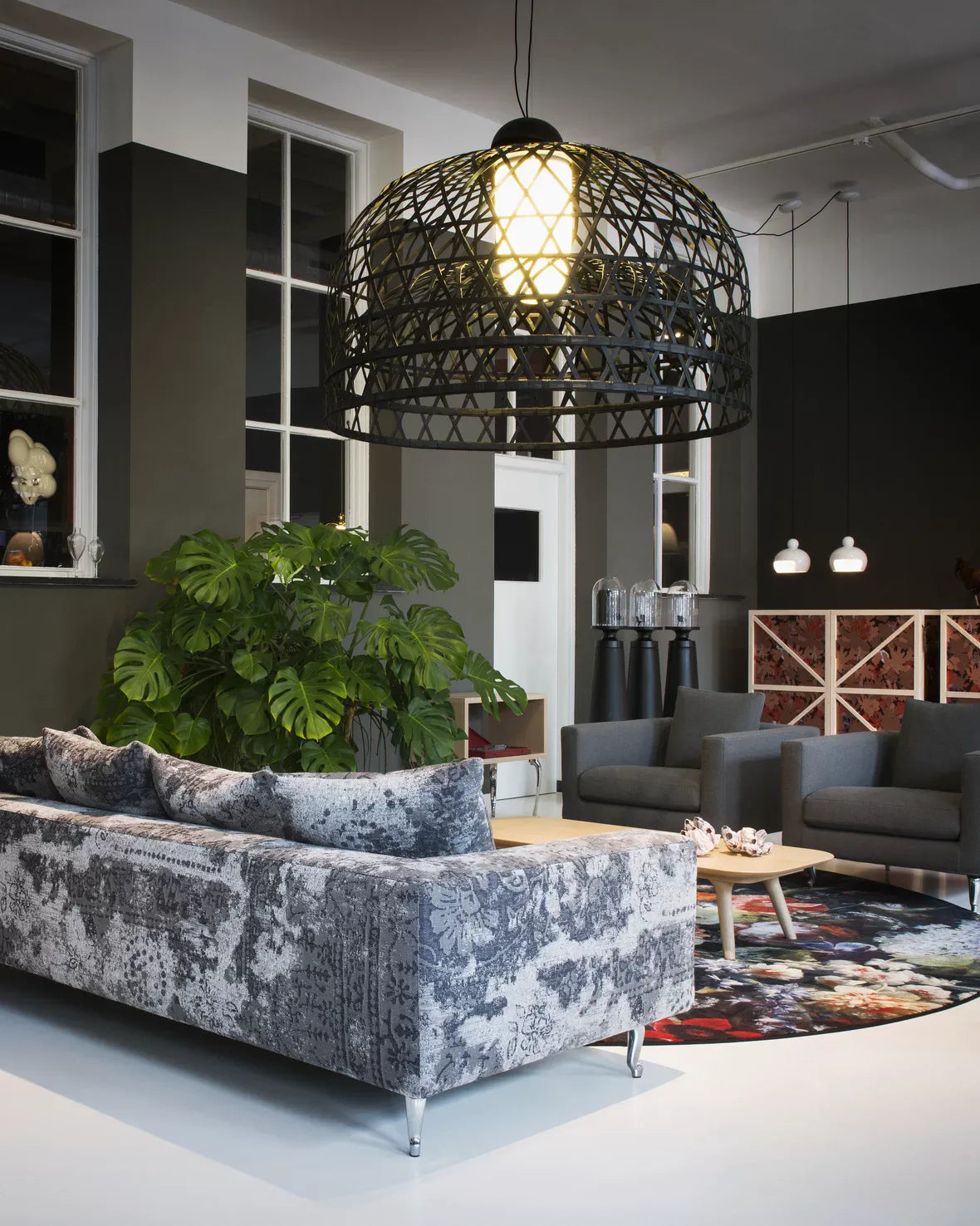 Black Bamboo cage lights, Pendant light fixtures, Hanging lights for living rooms, Contemporary pendant lights, Corner hanging lights for living room