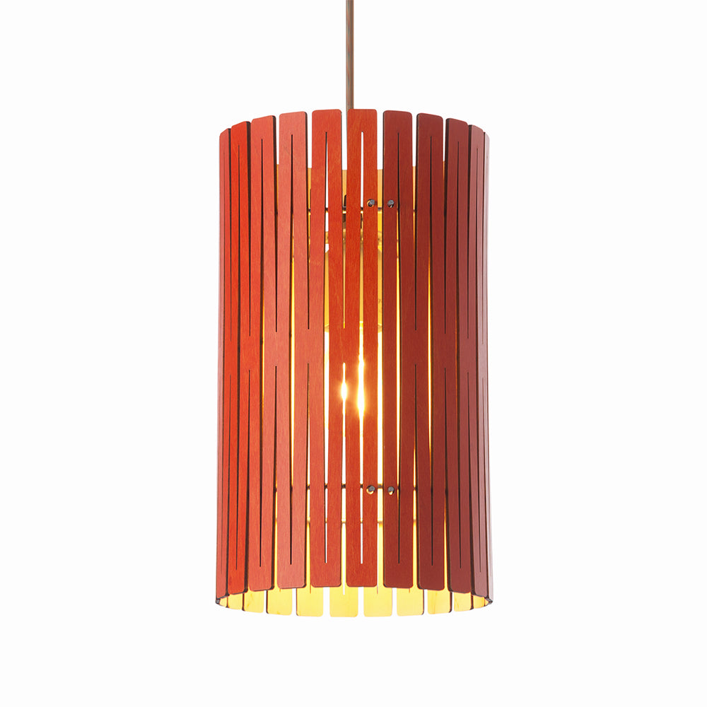 Red Wooden pendant light by Graypants 