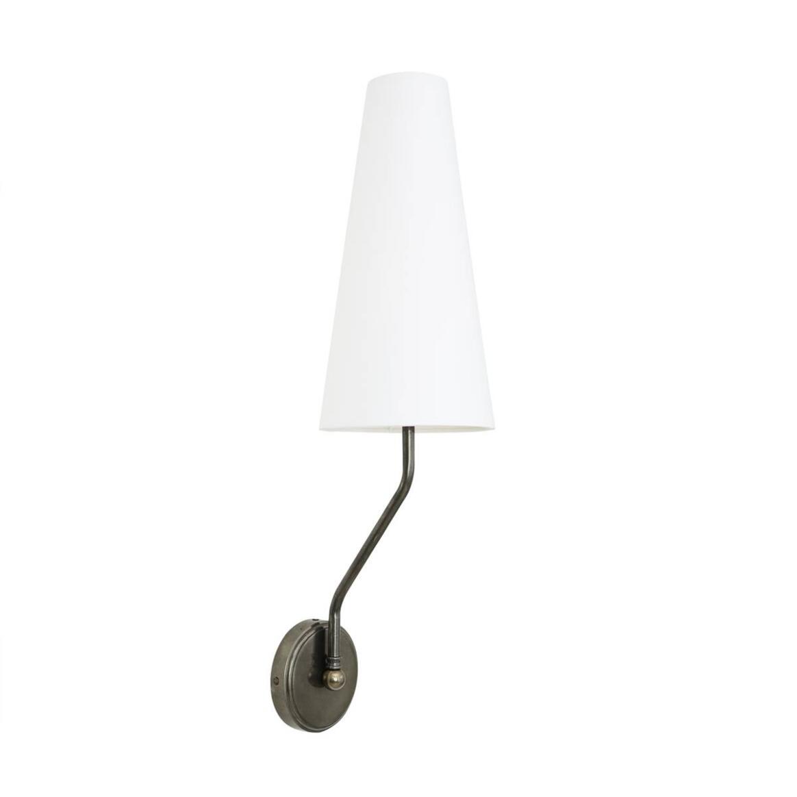 Wall-mounted lamp with a white shade on a white background