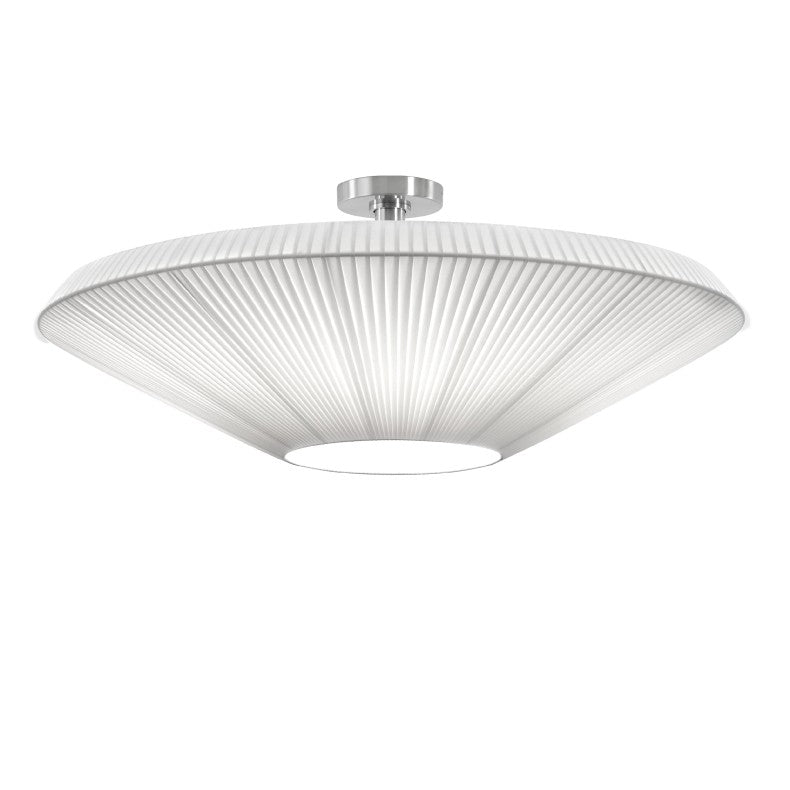 white Pleated. fabric Circular ceiling light