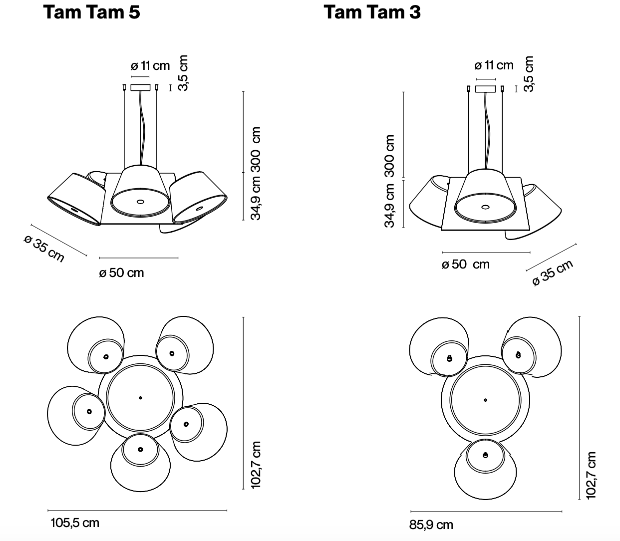 Tam Tam 3/ 5 Pendant Lamps by Marset