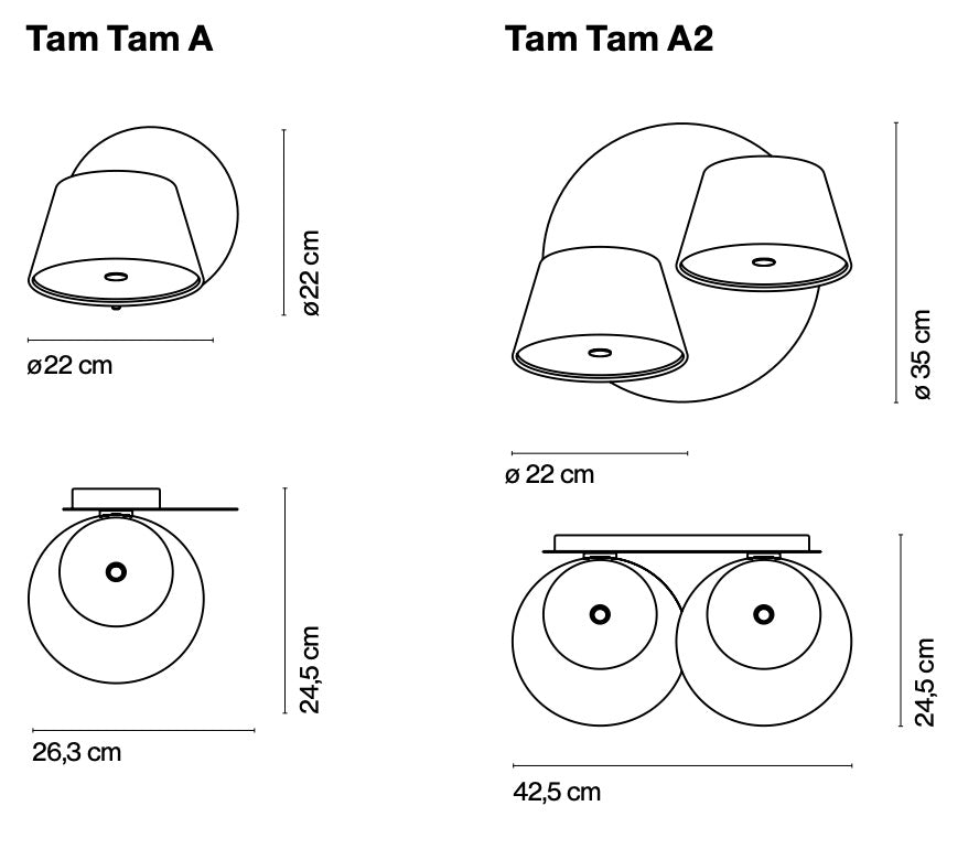 Tam Tam A , A2 Wall Lamp by Marset