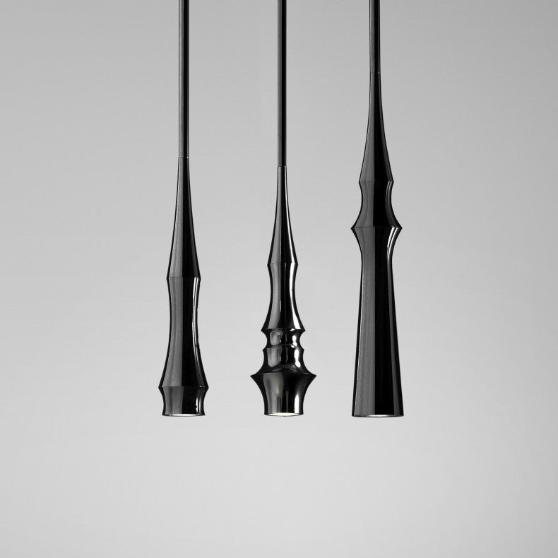 black linear suspended lights