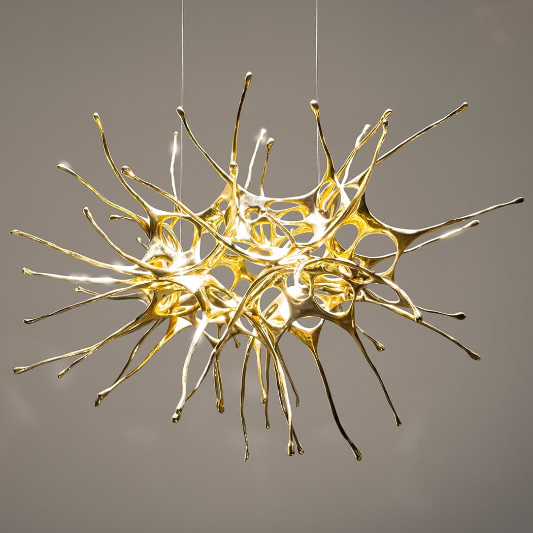 Dragon Suspension by Terzani hanging light with sculptural, flowing design and metallic finish.