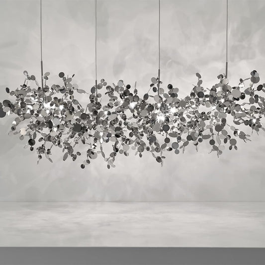 Argent Linear Suspension by Terzani with shimmering clustered metal discs in a sleek linear form