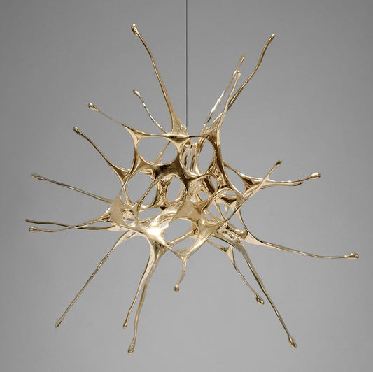 Dragon Suspension by Terzani hanging light with sculptural, flowing design and metallic finish.
