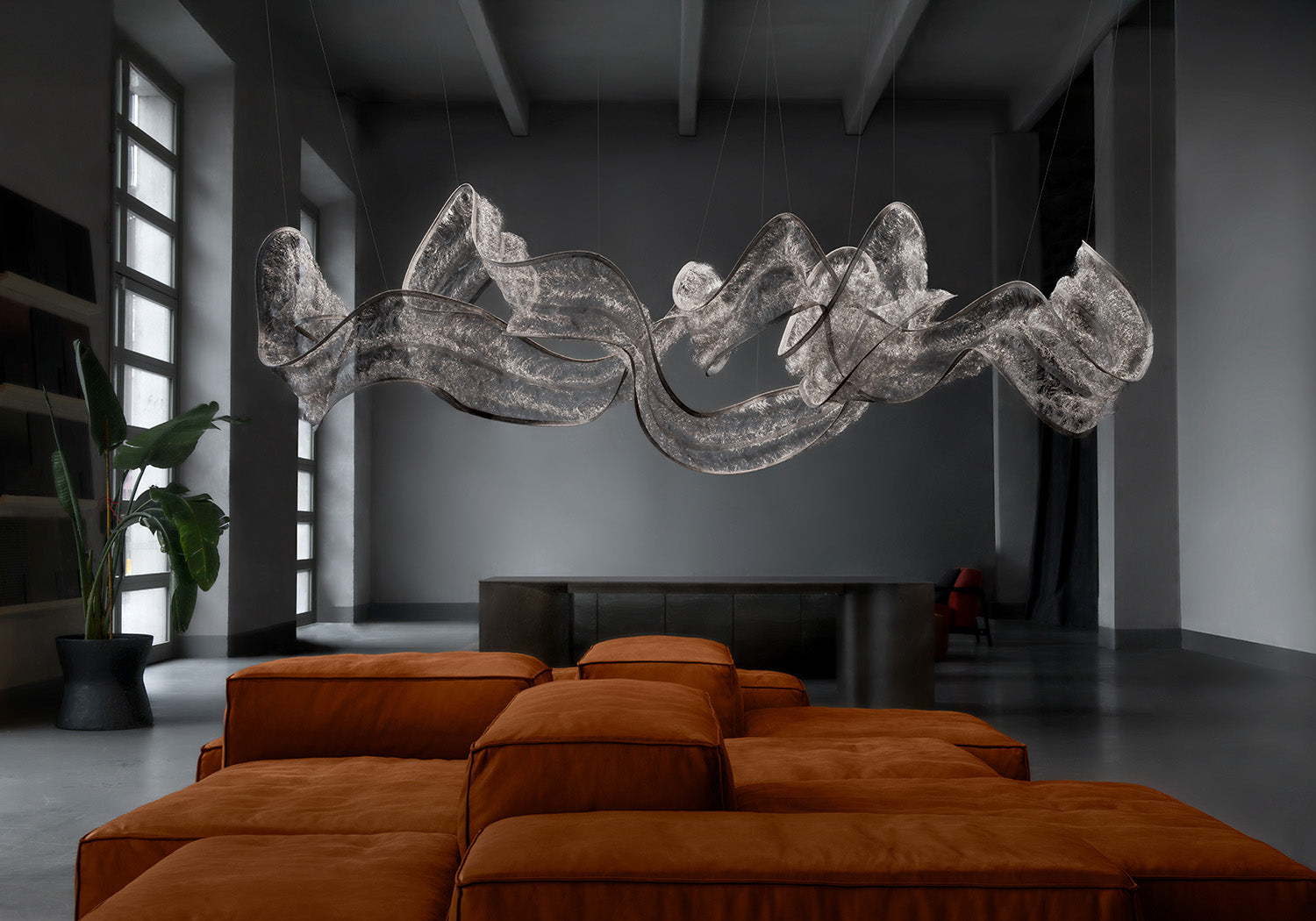 Genesis Suspension by Terzani sculptural pendant with organic intertwined forms