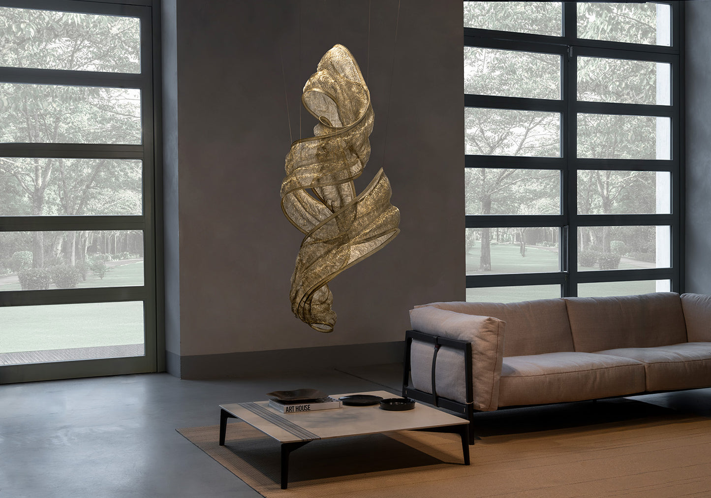 Genesis Suspension by Terzani sculptural pendant with organic intertwined forms